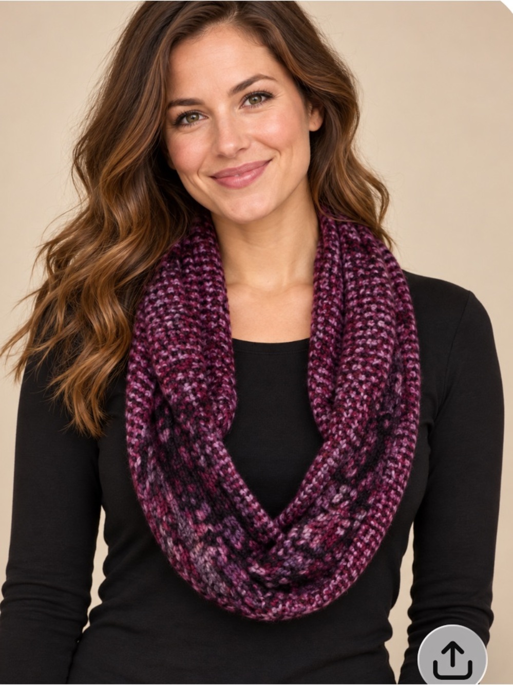 Marled Infinity Scarf in Plum